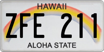 HI license plate ZFE211