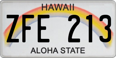 HI license plate ZFE213