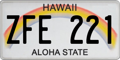 HI license plate ZFE221