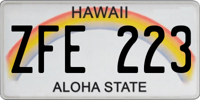HI license plate ZFE223