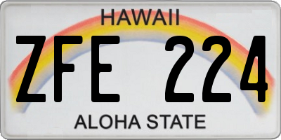 HI license plate ZFE224