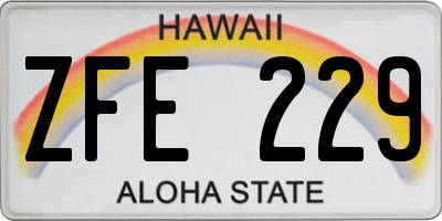 HI license plate ZFE229