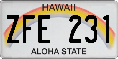 HI license plate ZFE231