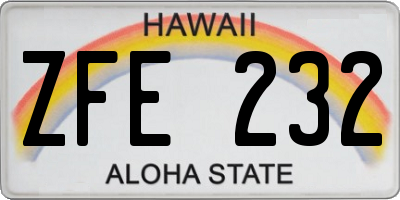 HI license plate ZFE232