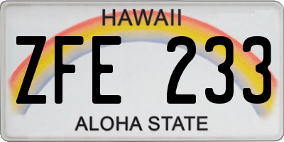 HI license plate ZFE233