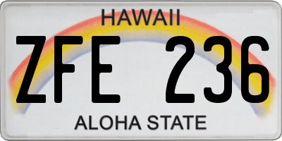 HI license plate ZFE236