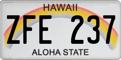 HI license plate ZFE237
