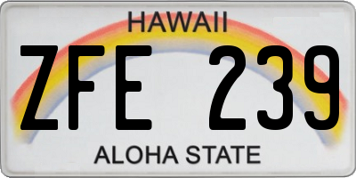 HI license plate ZFE239