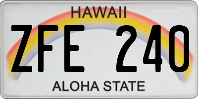 HI license plate ZFE240