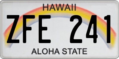 HI license plate ZFE241