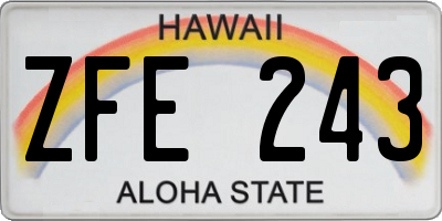 HI license plate ZFE243