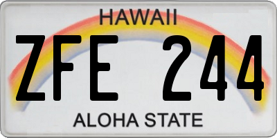 HI license plate ZFE244