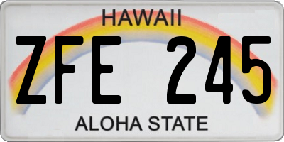 HI license plate ZFE245