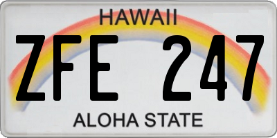 HI license plate ZFE247