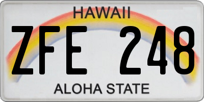 HI license plate ZFE248