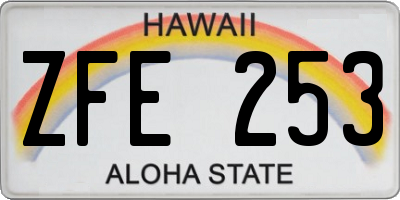 HI license plate ZFE253