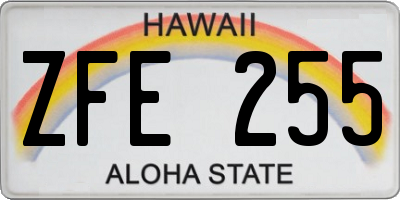 HI license plate ZFE255