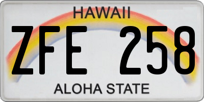 HI license plate ZFE258
