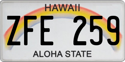 HI license plate ZFE259