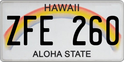 HI license plate ZFE260