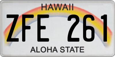 HI license plate ZFE261