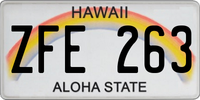 HI license plate ZFE263