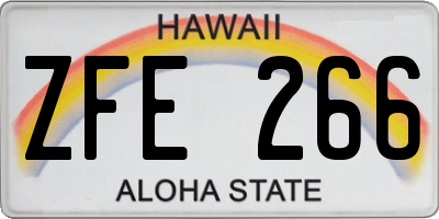 HI license plate ZFE266