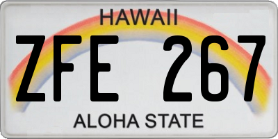 HI license plate ZFE267