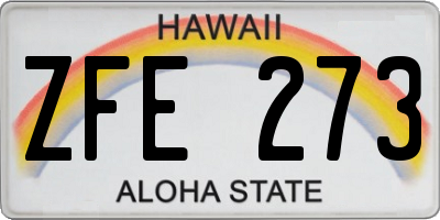 HI license plate ZFE273
