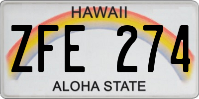 HI license plate ZFE274