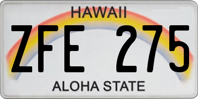 HI license plate ZFE275