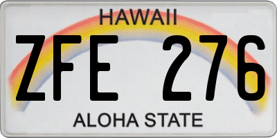 HI license plate ZFE276