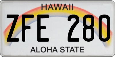 HI license plate ZFE280