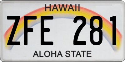 HI license plate ZFE281