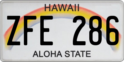 HI license plate ZFE286