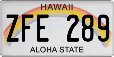 HI license plate ZFE289