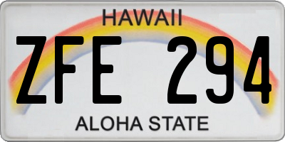 HI license plate ZFE294