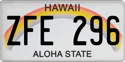 HI license plate ZFE296