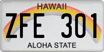 HI license plate ZFE301