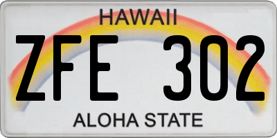 HI license plate ZFE302