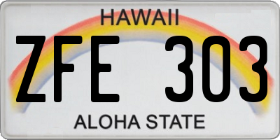 HI license plate ZFE303
