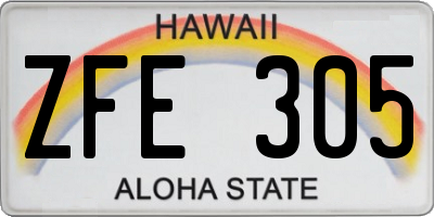 HI license plate ZFE305