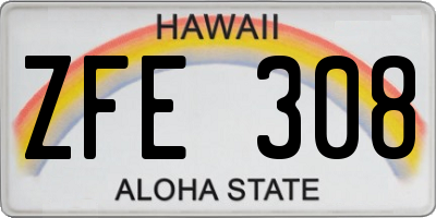 HI license plate ZFE308