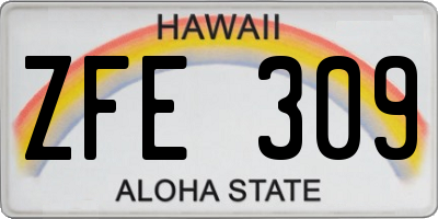 HI license plate ZFE309