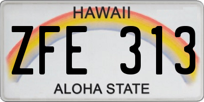 HI license plate ZFE313