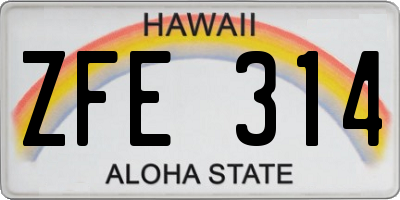 HI license plate ZFE314