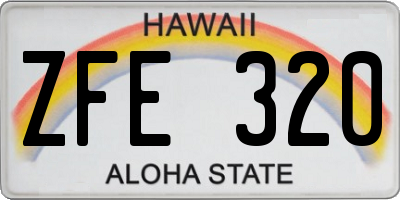 HI license plate ZFE320