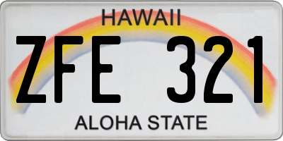 HI license plate ZFE321