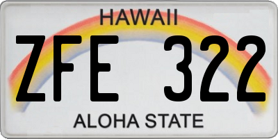 HI license plate ZFE322