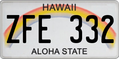 HI license plate ZFE332